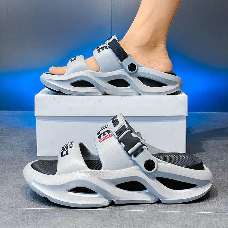 Мужские сандалии для летней верхней одежды, нескользящие пляжные тапочки двойного назначения на мягкой подошве, большие размеры 45, с защитой от запаха и увеличением роста.