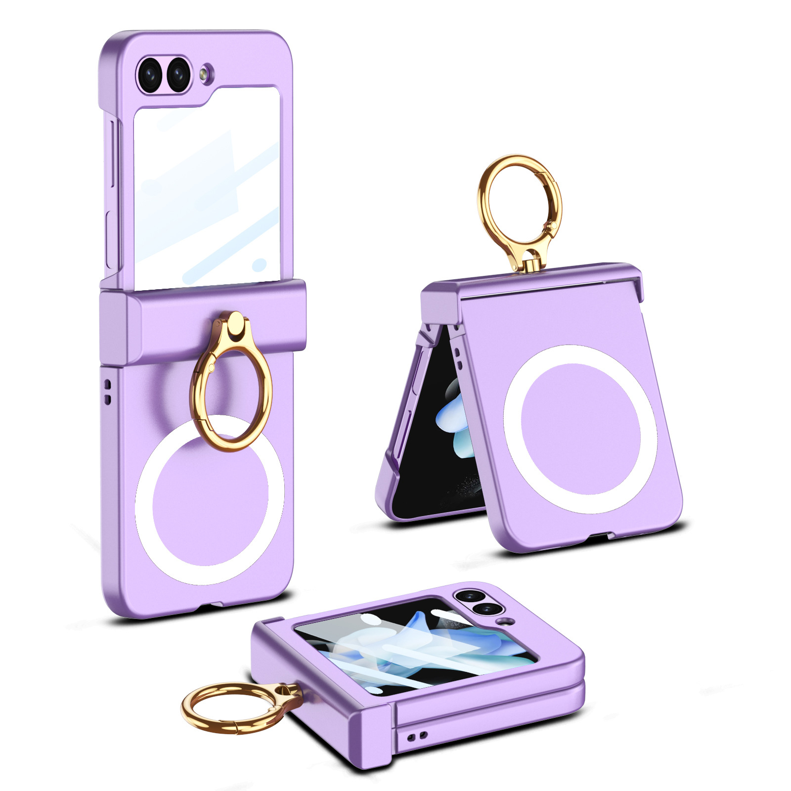 Geeignet für Samsung zfilp5 magnetische telefon zflip5 faltbare bildschirm ring drahtlose lade schutzhülle_voghion.com