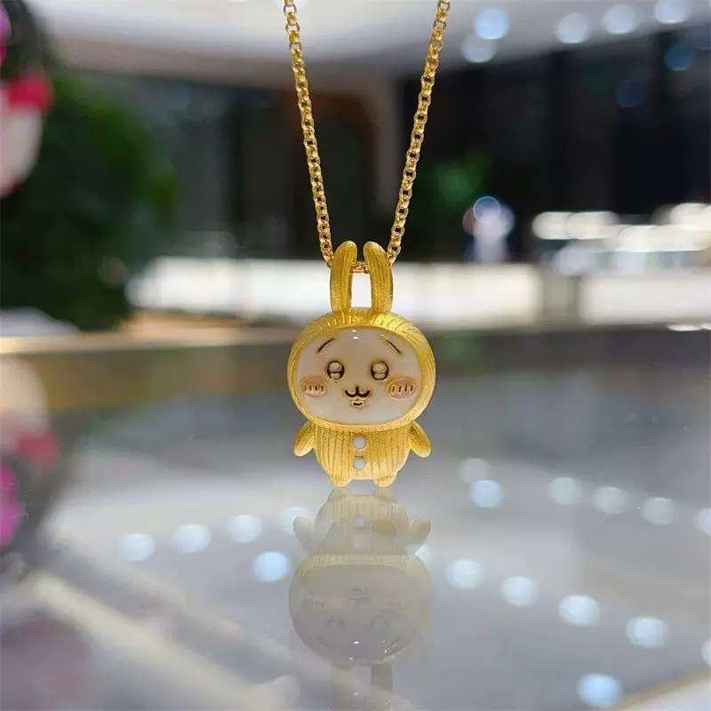 自嘲熊乌萨奇吊坠生肖兔年本命年可爱项链时尚黄皮栗米条兔锁骨链