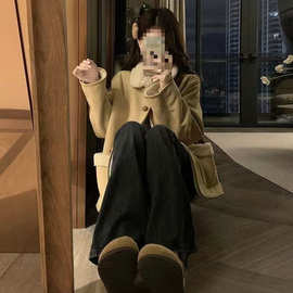 新款复古鹿皮绒羊羔毛加绒外套女冬季宽松加厚保暖皮毛一体机车棉