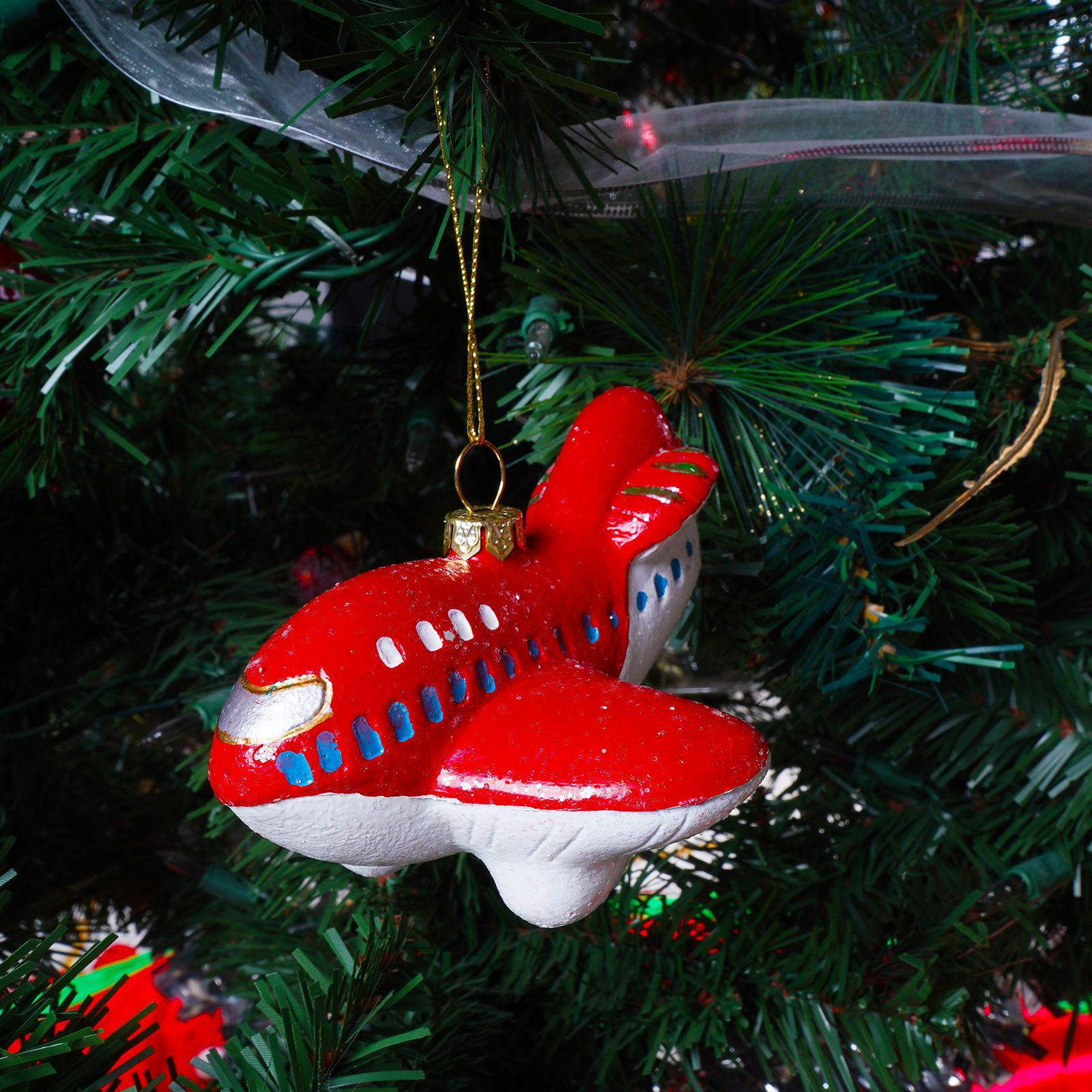 Colgante de Navidad transfronterizo decoración navideña coche avión decoración de plástico regalo para niños 6 pack