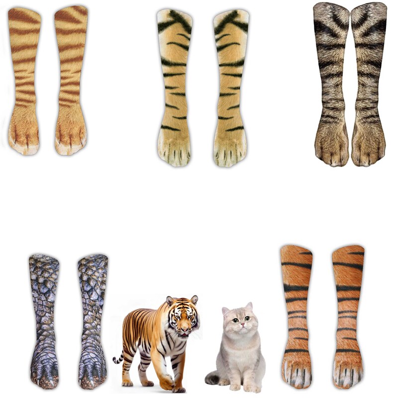 3D Animal Claw Heat Transfer Tricky Digital Printing Socks Creative Foot Trotters Cat Claw Dog Claw Three-Dimensional Simulation Socks