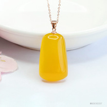 眷钰 S925银镶玛瑙吊坠黄玉髓无事牌项链工厂批发代发S3030207