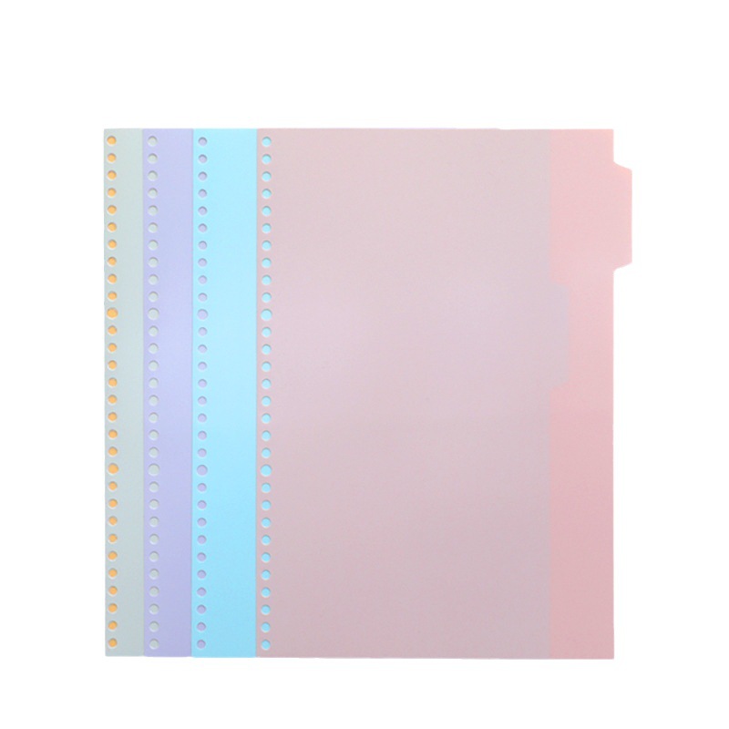 4 hojas de papel dividido de libro de hoja A5 / B5 / carpeta de núcleo extraíble de papel dividido de hoja etiqueta índice tablero dividido