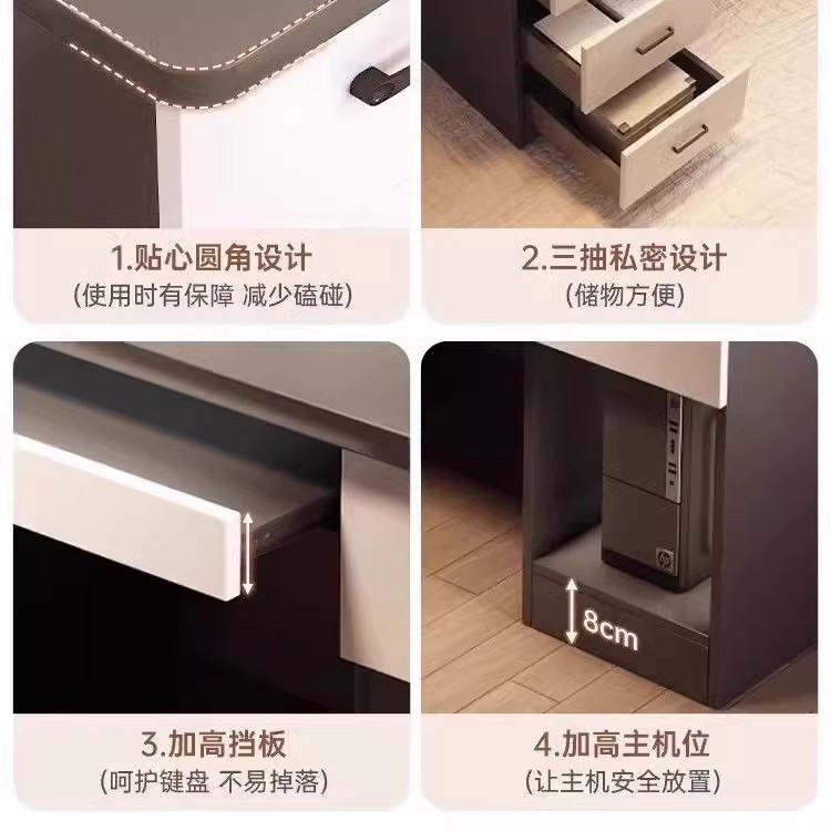 Mesa de computadora de madera sólida escritorio dormitorio simple mesa de trabajo con escritorio de bloqueo escritorio de personal único