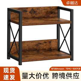 现货跨境铁木双层置物架厨房桌面调味品收纳化妆浴室多功能整理架
