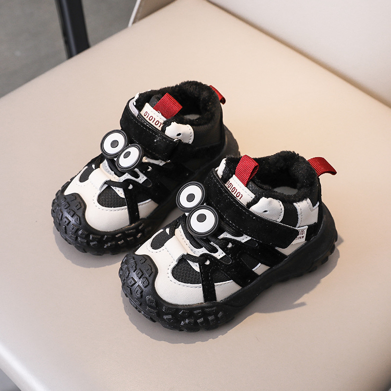 Scarpe sportive invernali per bambini, foderate in pile, calde, casual, da corsa, in cotone, per ragazzi e ragazze, stile versatile_voghion.com
