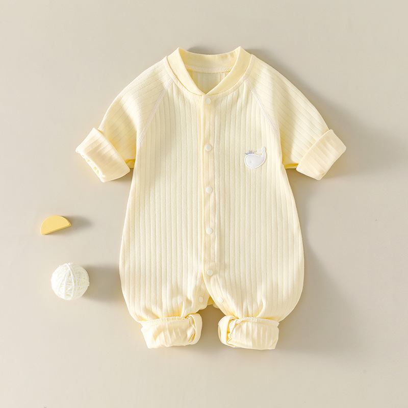 Otoño recién nacido de algodón puro sin hueso mameluco del bebé del mono Cuatro Estaciones hebilla mameluco del bebé recién nacido mameluco