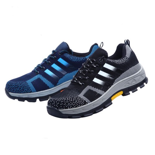Men's Safety Shoes with Steel Toe Cap, Anti-Puncture, Breathable Rubber, Summer Work Boots for Construction Sites, Plus-Size