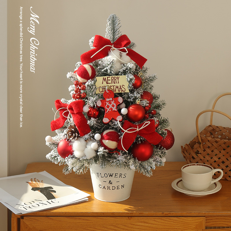 Árbol de Navidad decoración doméstica de Navidad escritorio en el viento diseño DIY nieve brillante árbol 2025 nuevo paquete