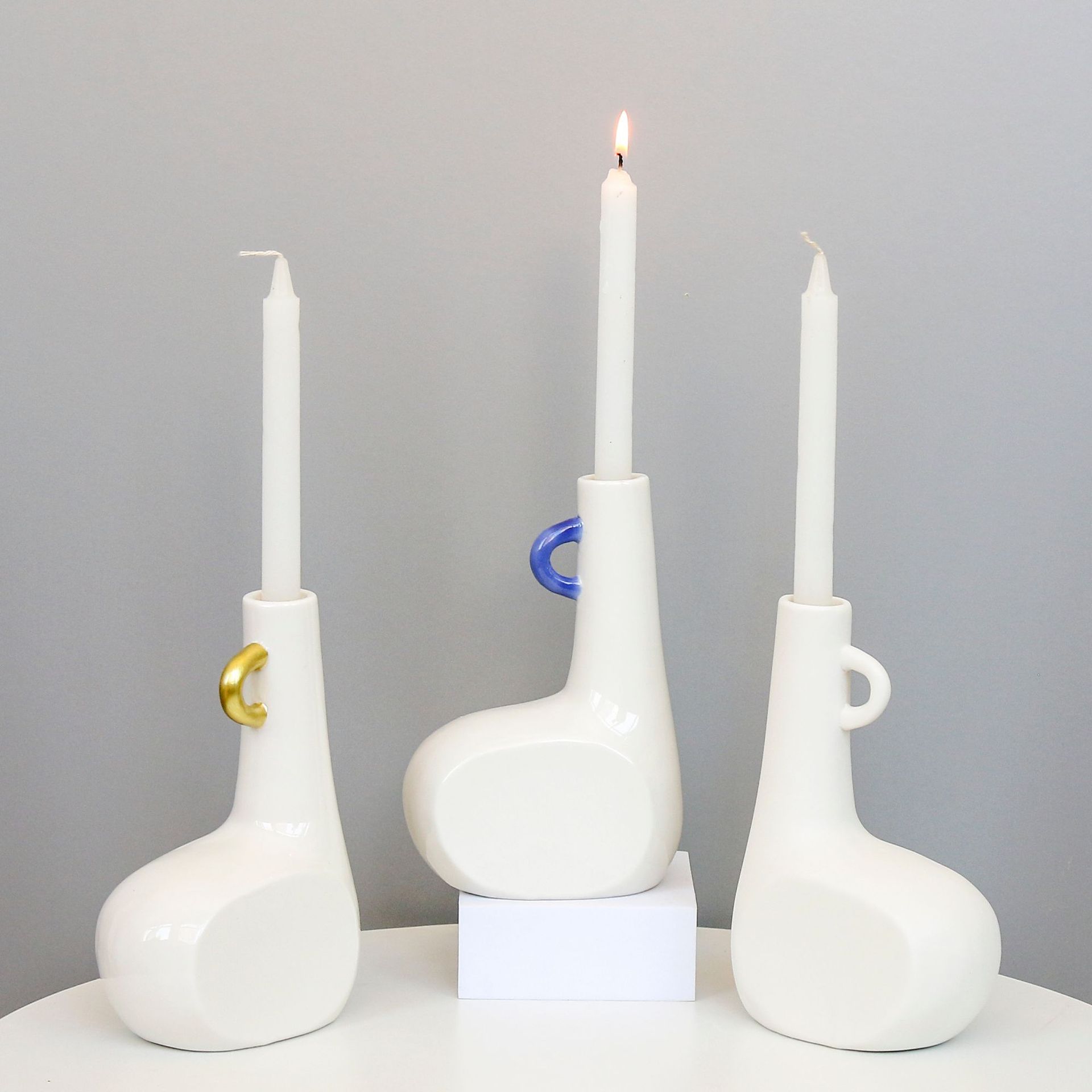 Decoración de cerámica artesanía creativa candelabro decoración estilo nórdico hogar dormitorio sala de estar decoración de escritorio titular de la vela