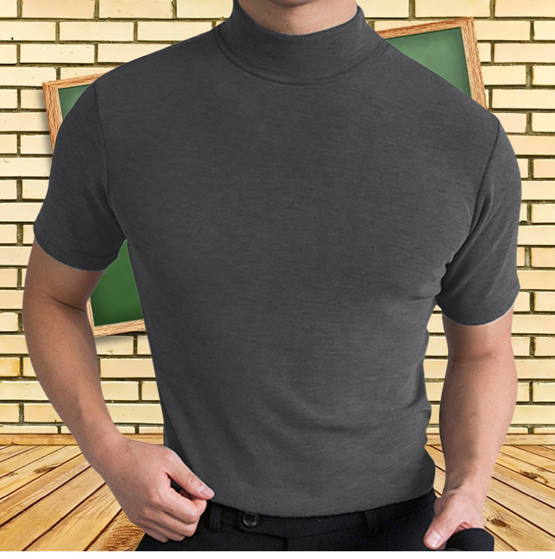 Men's Solid Color Simple Style Turtleneck Short Sleeve Regular Fit Men's T-shirt display picture 3