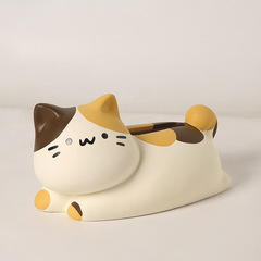 猫のクリーム風が可愛いティッシュボックスのリビングルームの軽い贅沢なナプキンの箱の陶磁器の引き出し箱の創意的なお茶のいくつかの置物