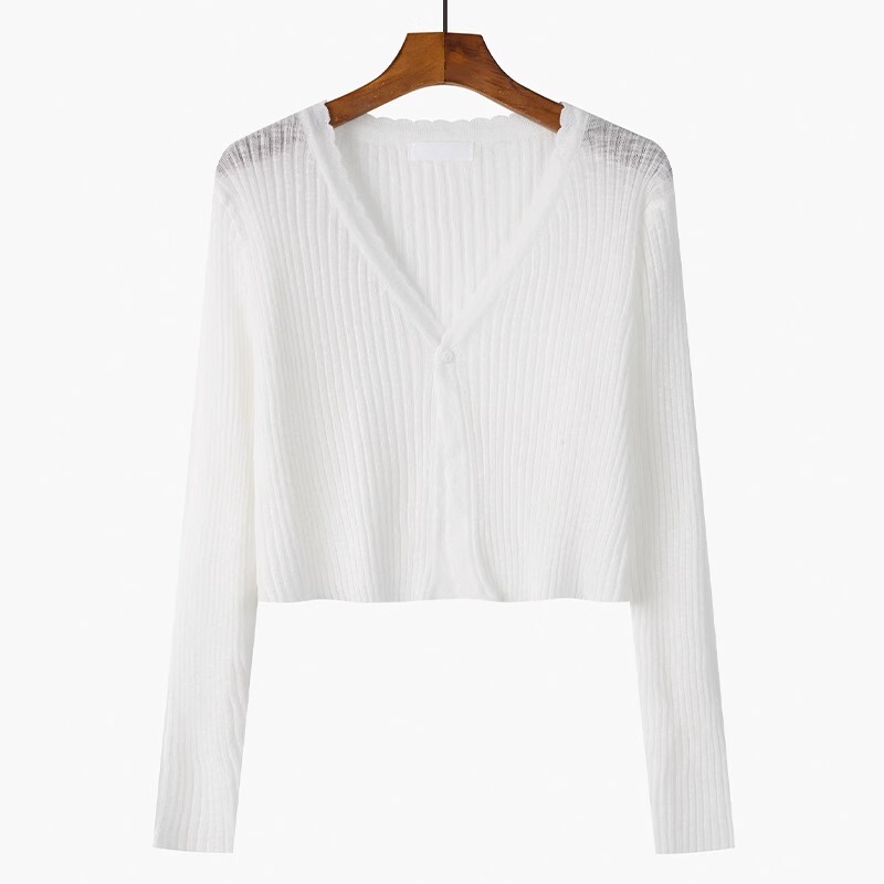 Ice Silk Cardigan Women's Thin Shawl Summer Matching Suspender Skirt Outer Blouse Knitted Top Small Jacket