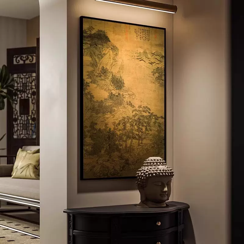 宋代美学新中式山水风景装饰画民宿酒店餐厅背景墙国画客厅挂画