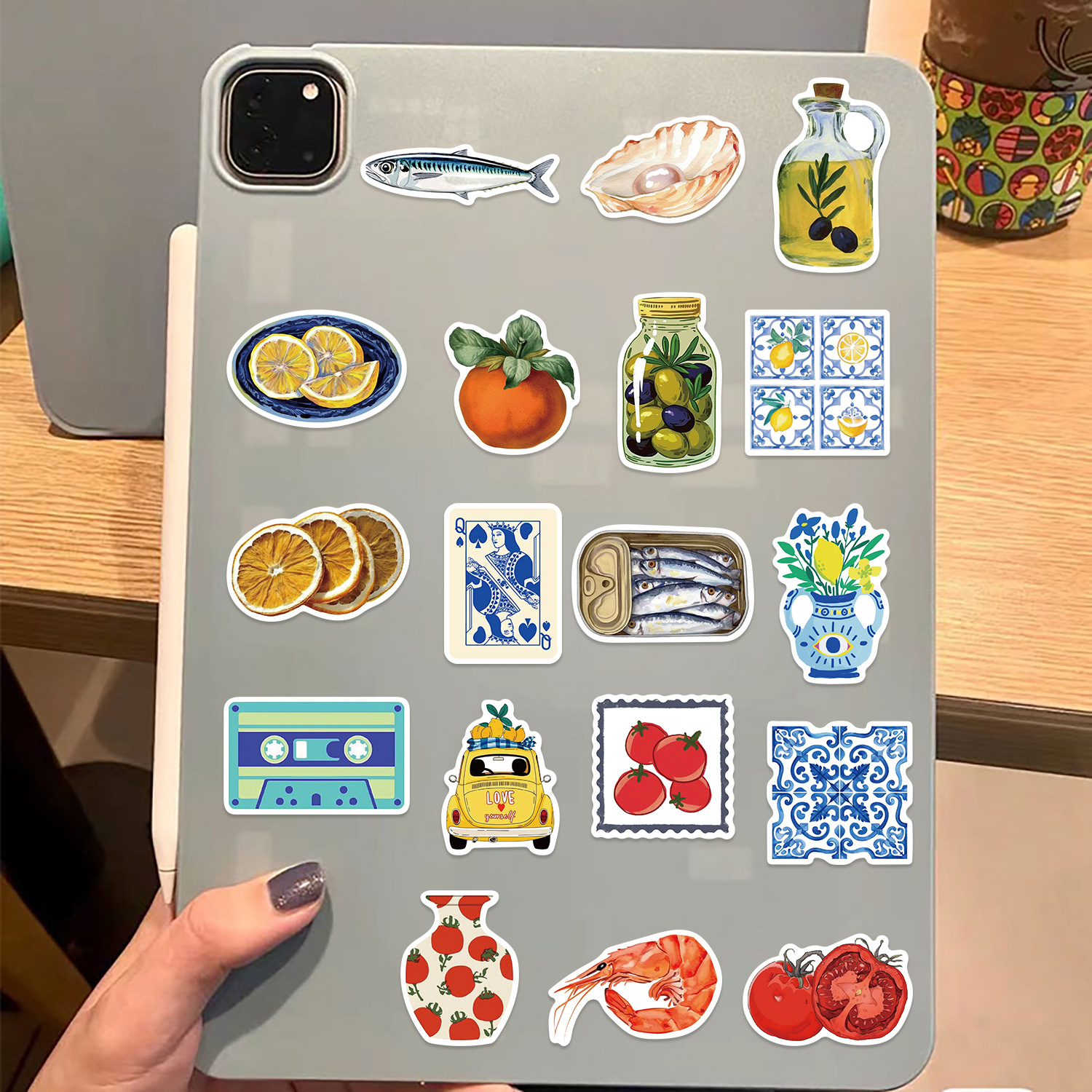 48g Weight Stickers Stationery Type 1 Set Quantity School, Graduation Occasion PVC self-adhesive Material Cartoon, Fruit Pattern Cute Style 1 Set Cartoon Fruit School Graduation PVC Self-adhesive Cute Stickers 7