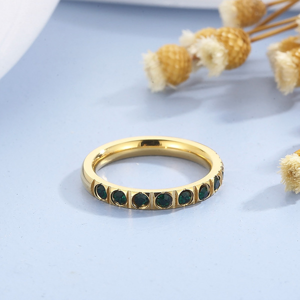 fashionable brand retro ring with stone stainless steel with zircon