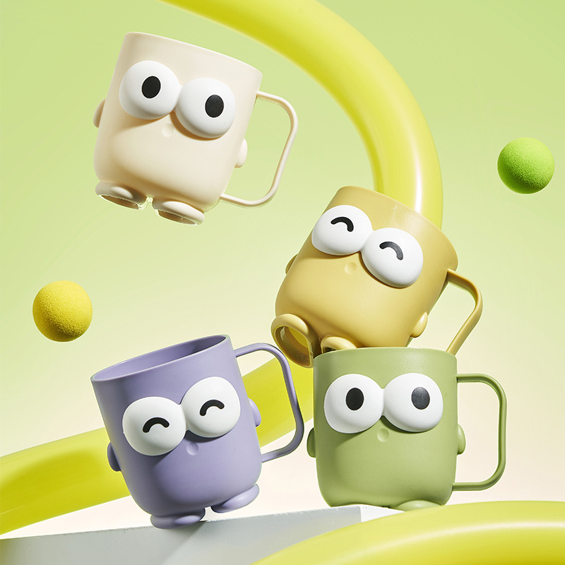 Cute Big Eye Toothbrush Cup For Bathroom Durable Plastic Tumbler_voghion.com