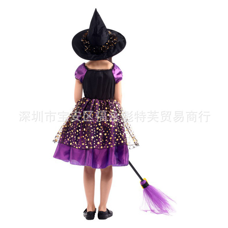 ハロウィーン子供魔女衣装魔法使い女魔女変装舞踏会演出服学校劇演出服|undefined