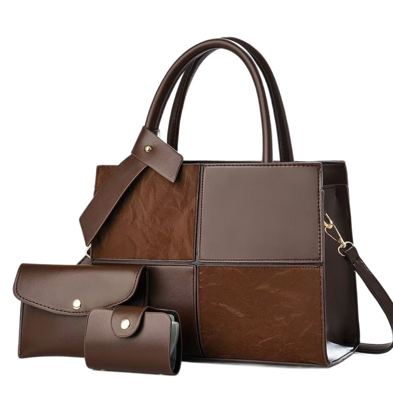 Bolsa de mujer combinada de tres piezas 2025, nueva bolsa de mano de mujer de empalme, bolsa de hombro de gran capacidad para viajar