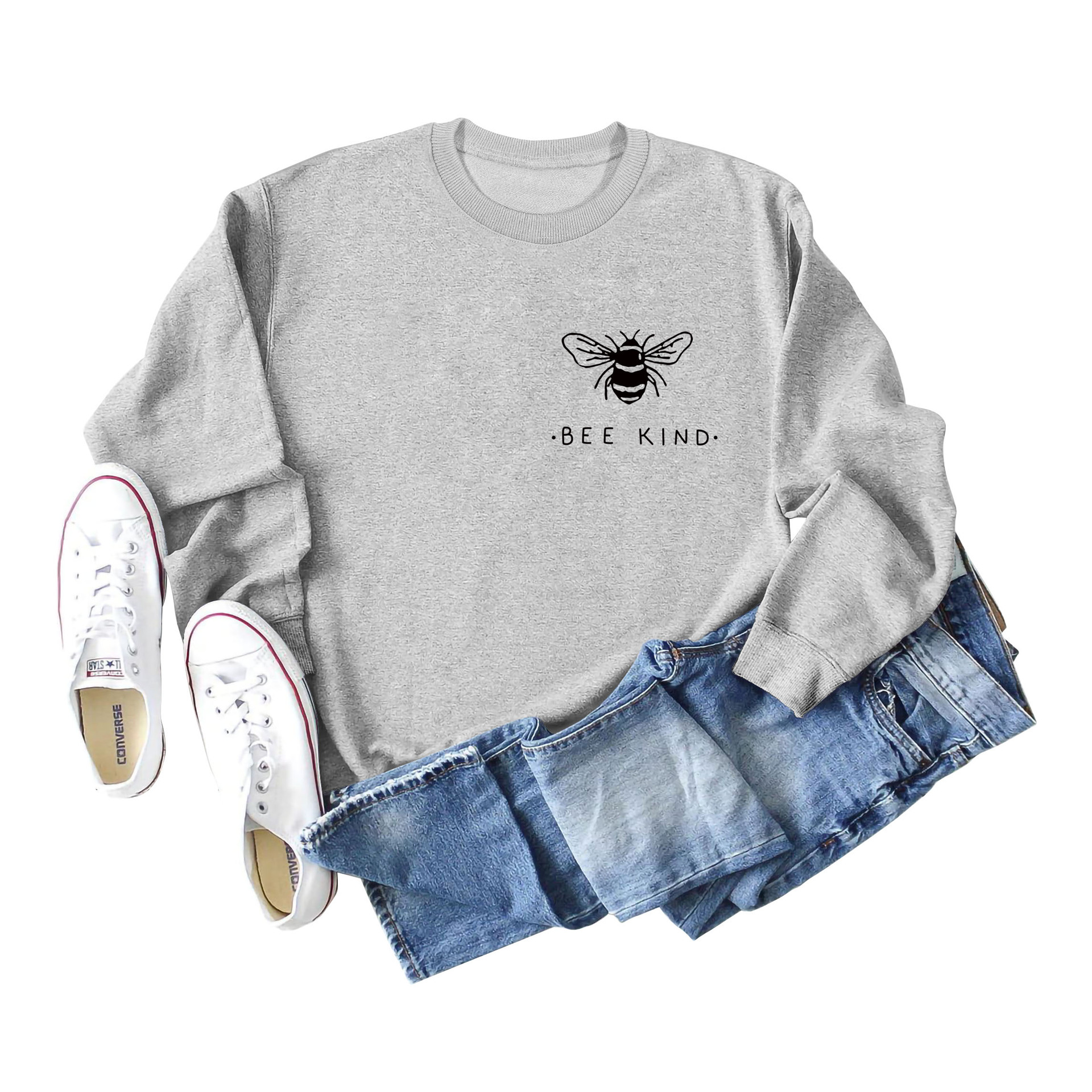 Estación independiente transfronteriza europea y americana abeja tipo cuello redondo Otoño e Invierno bottoming manga larga eBay más tamaño suéter para las mujeres