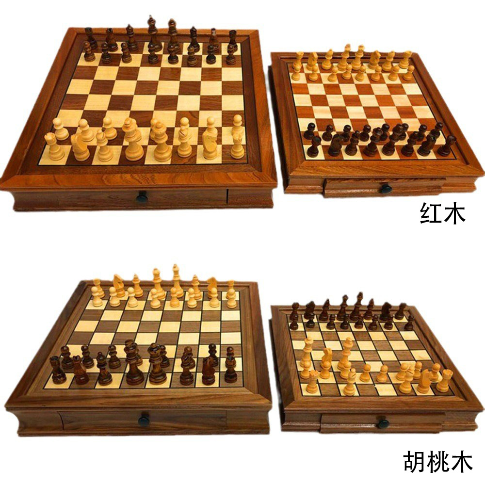 Magnetic chess set, wooden tabletop game board, drawer storage, portable, factory direct sales, environmentally friendly paint.