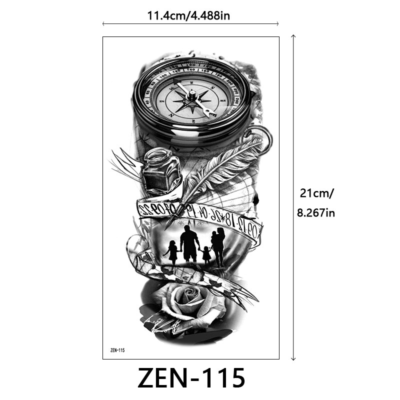 新品跨境 ZEN小全臂纹身贴半臂纹身贴动物花朵万圣节纹身贴tattoo|undefined