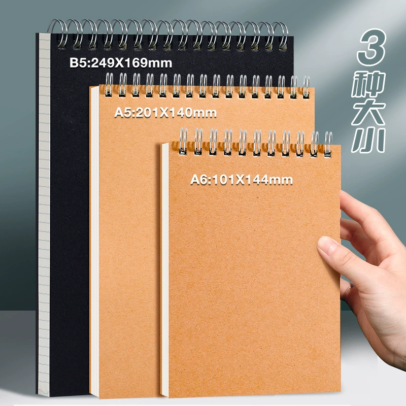 Flip-up Coil Notebook, Cowhide Cover B5 Thickened, Lined/Grid/Blank, Office Notepad