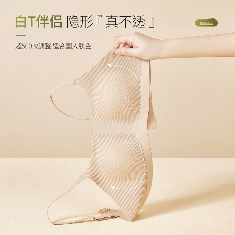 Thin Traceless Underwear Women's Big Chest Small Slim No Steel Ring Small Ear Breast Anti-Sagging plus size Bra
