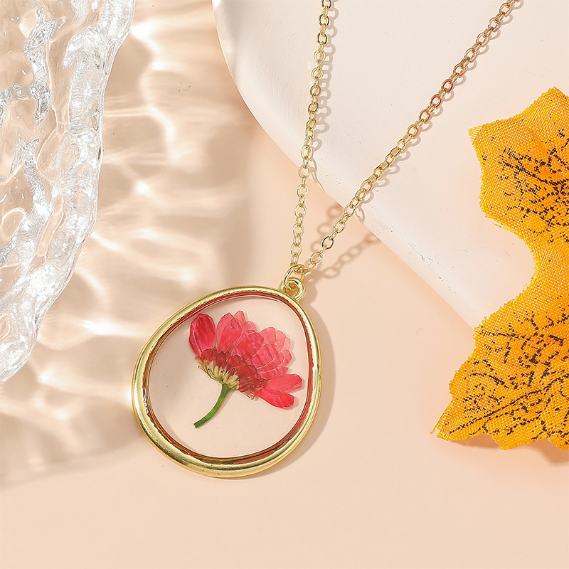 Fairy Style Dried Flower Alloy Cable Chain Pendant Necklaces Wholesale display picture 4