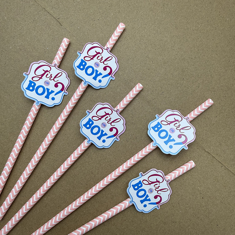Papel de fiesta transfronteriza para niños niñas tarjetas de paja desechable postre fiesta decoración paja
