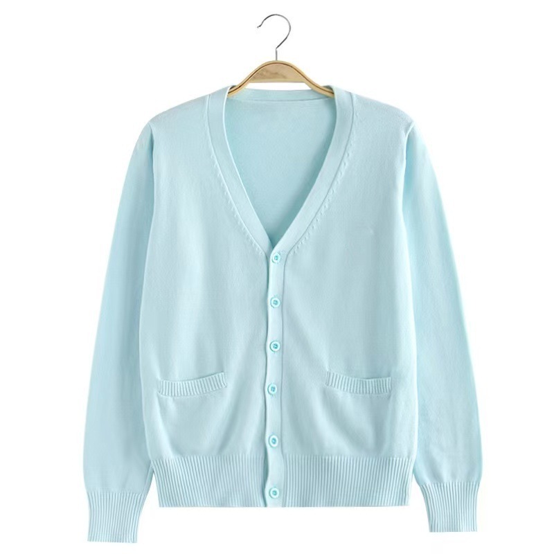 JK 制服セーターカーディガン卸売ベーシックジャケット女性の秋と冬のカレッジスタイルニットセータージャケット V ネック|undefined