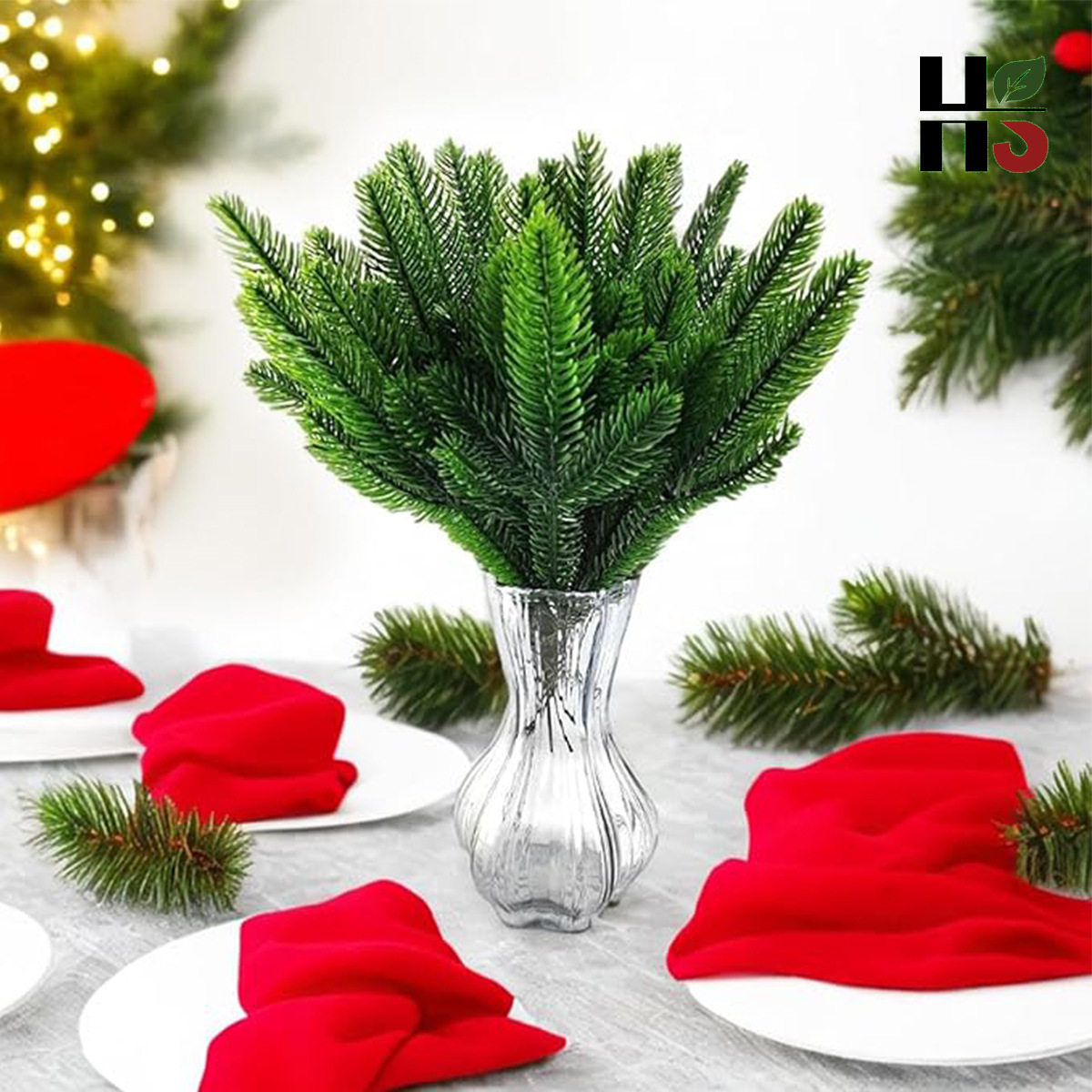 厂家直销仿真圣诞树诺福克松针枝绿植家居装饰圣诞圈花环DIY装饰