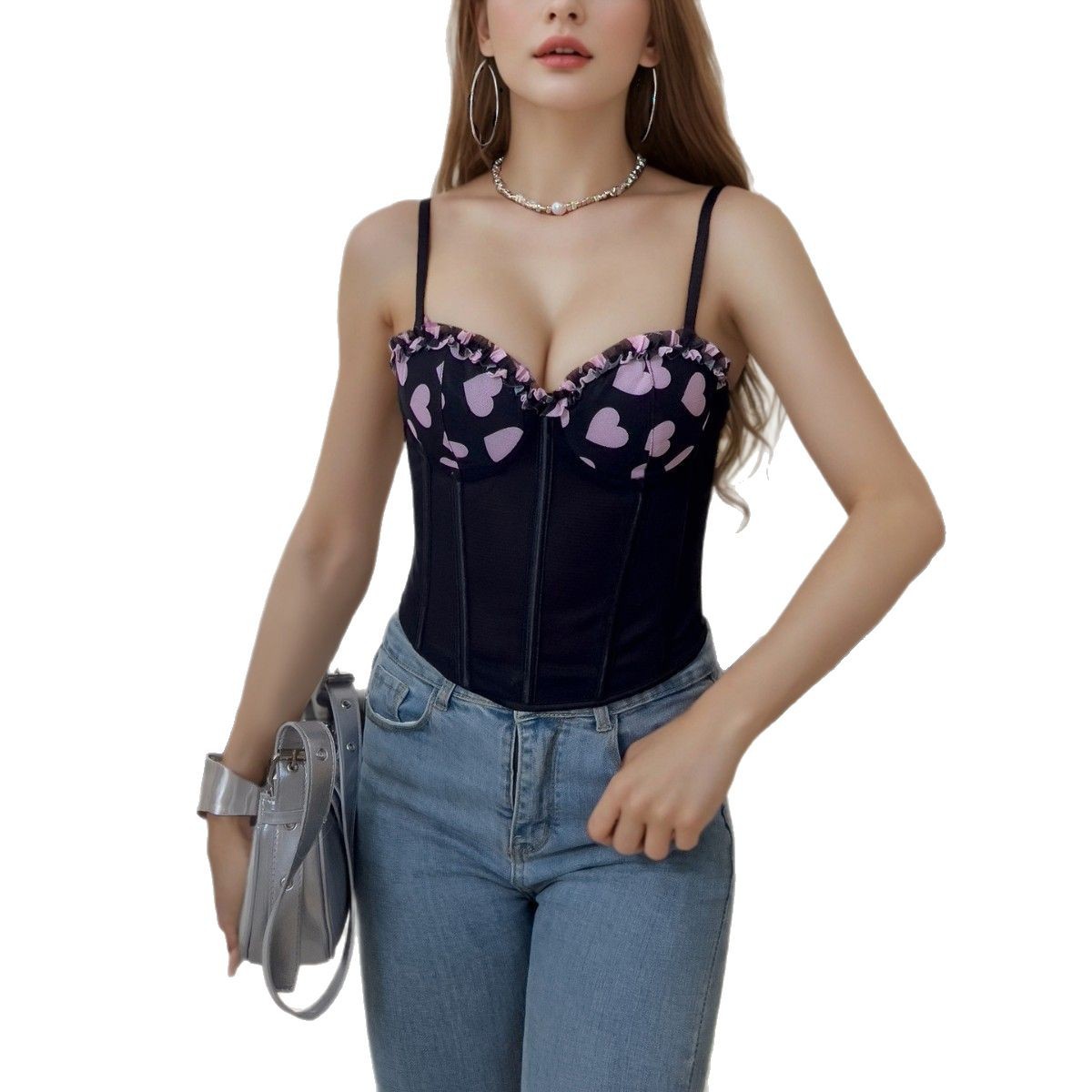 Europa y los Estados Unidos nuevos estilos de cinturón sexy amor patrón corsé delgado reúnido cintura cinturón hueso de pescado chaqueta