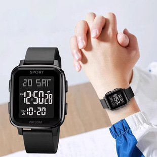 Square Electronic Watch Cross-border Fashion Trend Outdoor Sports Waterproof Luminous Student Watch Boys Multifunctional Alarm Clock