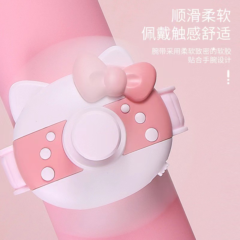 KT 猫ミニ時計ファンかわいい漫画学生子供 USB 充電式ポータブル便利な小型ファン-61|undefined