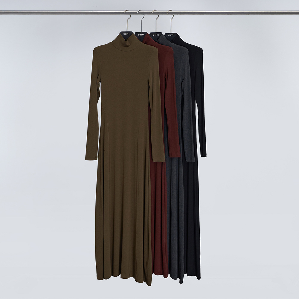 UMAWHITE广州十三行润登秋冬新款连衣裙女 极简修身高领内搭长裙