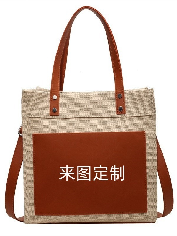 Personalizado lienzo vertical contraste bolsas de mano publicitarias empresas logotipo de impresión de hombro mochila