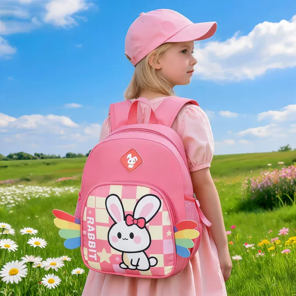 New Rabbit Children's School Bag for Girls, Suitable for Small and Medium Classes, Ages 3-6, Kindergarten Backpack, Cartoon Cute Double-Shoulder Bag