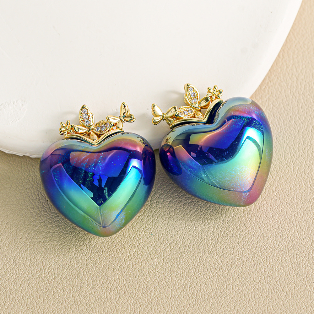 Colgante de Corazón con Brillantina de Heidi, Pin de Sombrero con Forma de Mariposa, Colgante de Corazón para Llavero, Cadena para Teléfono, Accesorios al por Mayor