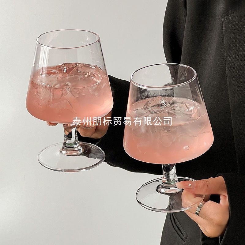 ins网红餐厅玻璃酒杯苏打水气泡杯矮脚白兰地杯冰咖啡杯饮料杯子|undefined