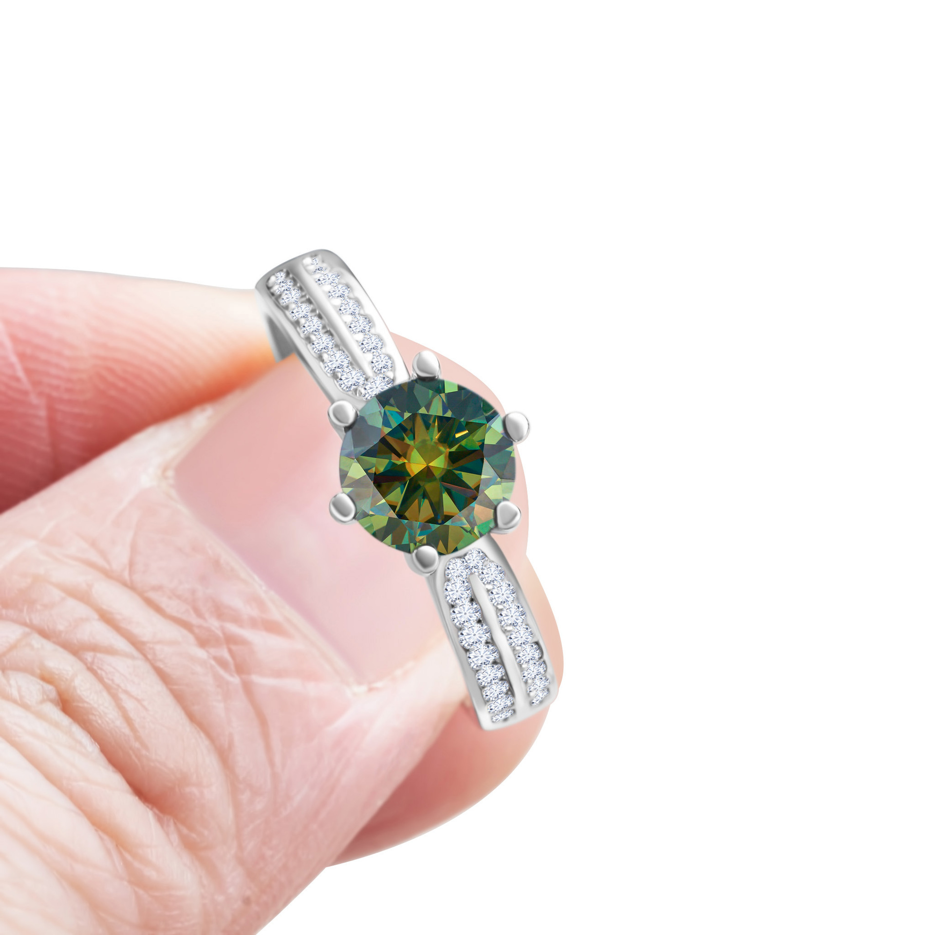 Anillo de piedra de moissan azul de matrimonio de plata esterlina de seis garras de diamante de moissan joyería de mujer joyería de la reina de las estrellas