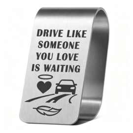 DRIVE LIKE SOMEONE YOU LOVE IS WAITING 不锈钢汽车遮阳板夹子