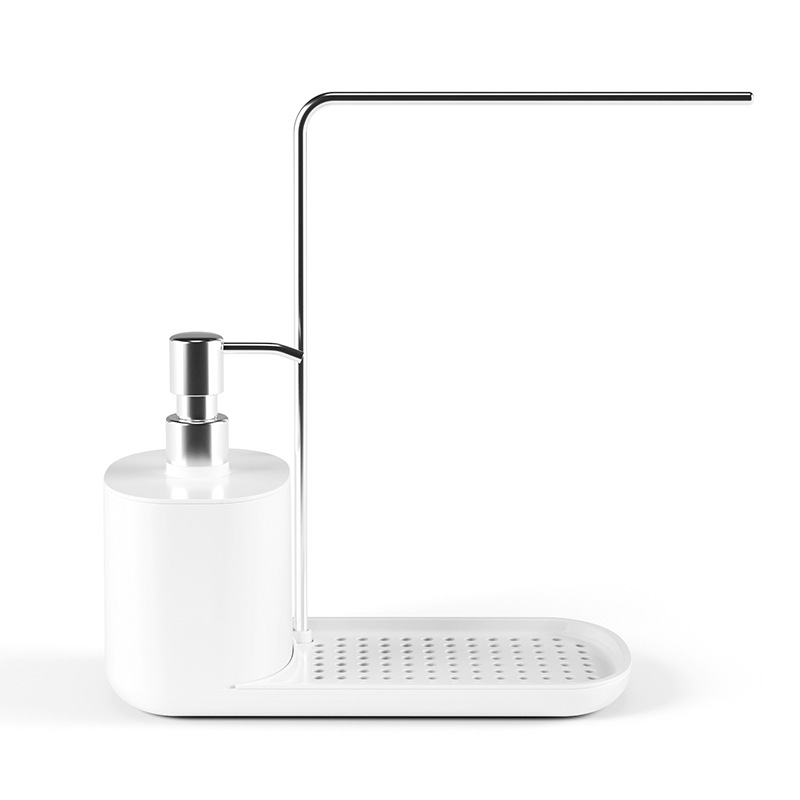 Caja de jabón de prensa manual, estante de drenaje de cocina, detergente de acero inoxidable, caja de jabón de escritorio