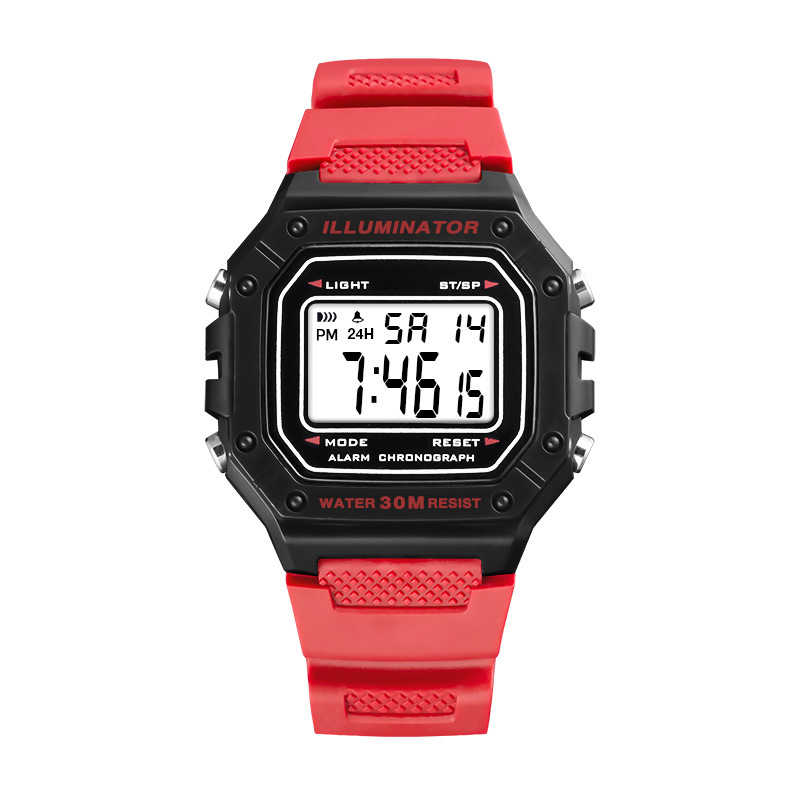 Simple juventud casual estilo deportivo reloj electrónico estudiante tendencia multifunción reloj de alarma al aire libre reloj electrónico luminoso