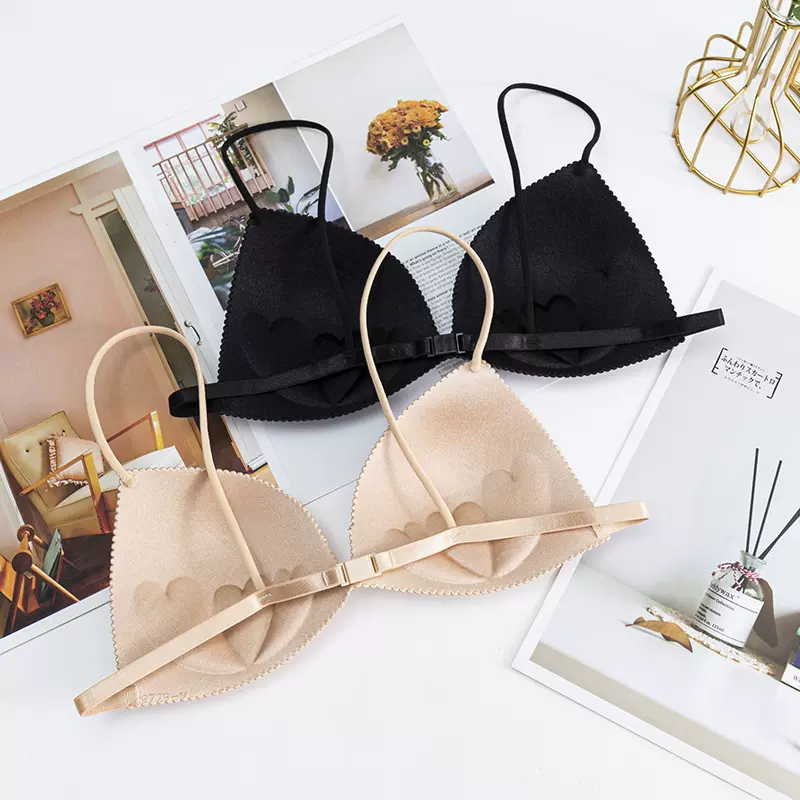 跨境细肩带一片式美背文胸无钢圈内衣少女性感聚拢无痕抹胸胸罩