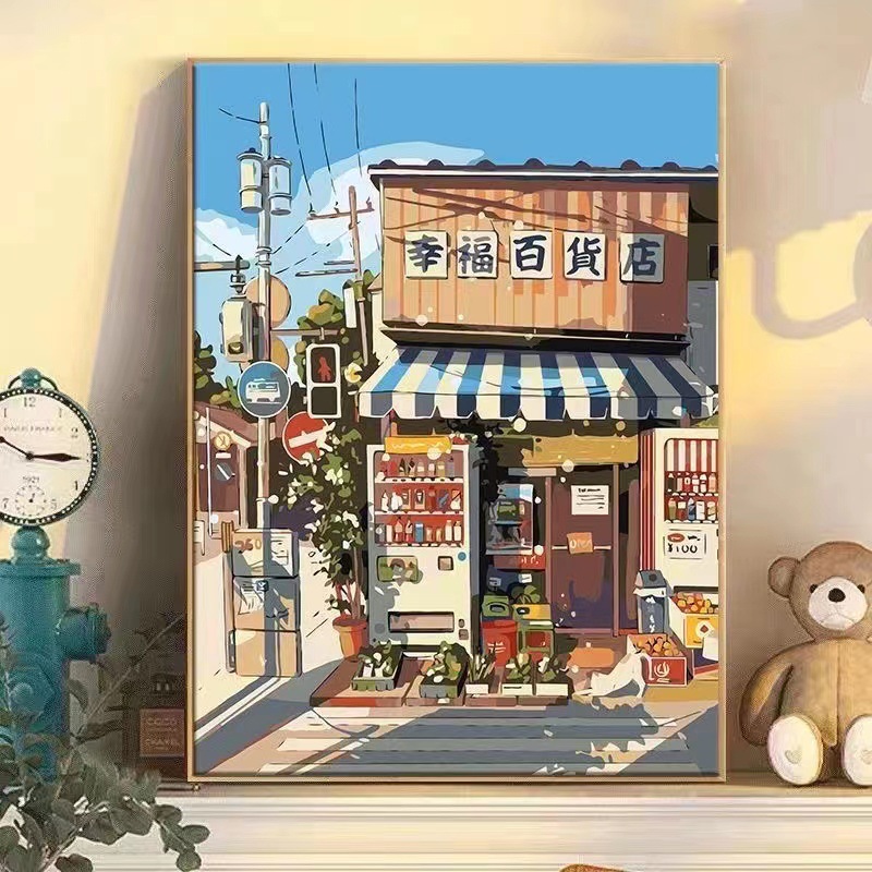 Pintura de aceite digital DIY hecho a mano dibujos animados Dibujos Animados fresa oso acrílico pintura aceite mural