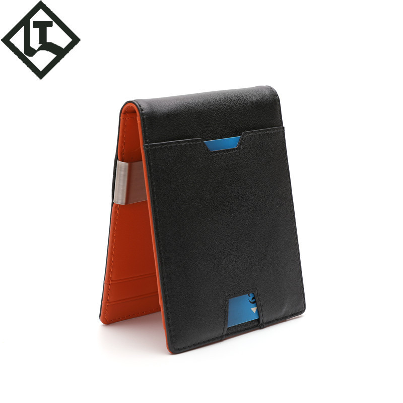 跨境美金男士钱包 真皮超薄亚马逊钱夹wallet men 美金夹钱包RFID