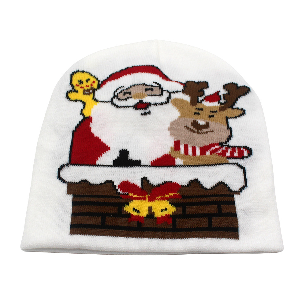 Nuovo Natale per la decorazione autunnale e invernale, caldo cappello lavorato a maglia, cappello di lana con renna di Babbo Natale_voghion.com