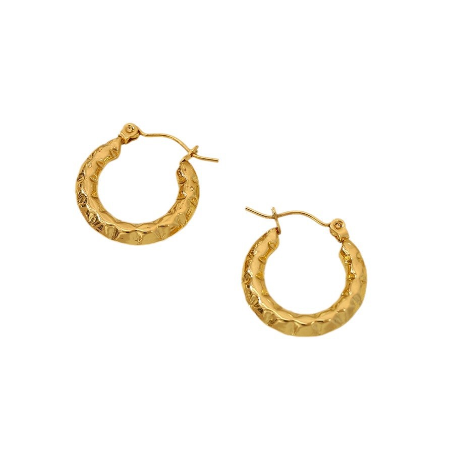 Transfronterizos europeos y estadounidenses de acero de titanio redondo torsión pernos de orejas de alta calidad no se desvanecen pendientes de oro de 18 quilates pernos de orejas de acero inoxidable para mujeres